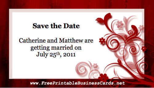 Red Floral Save the Date Card business card