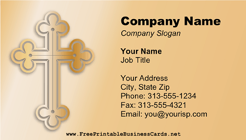 Christian Cross Gold business card