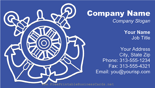 Ship Anchor and Rudder Blue business card