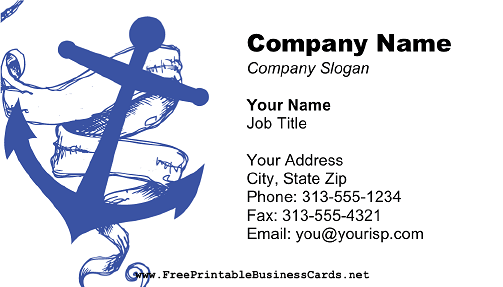 Ship Anchor Blue business card