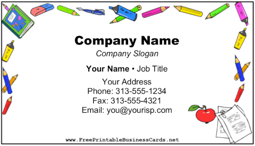 School Supplies business card