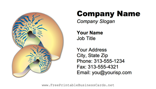 Seashells business card