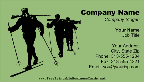 Skier business card