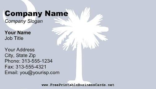 South Carolina Flag business card