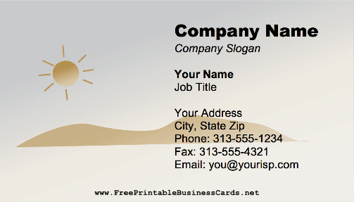 Sun And Sand business card