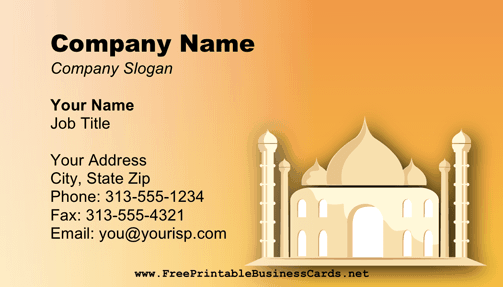 Taj Mahal business card