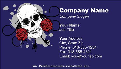 Skull and Roses business card