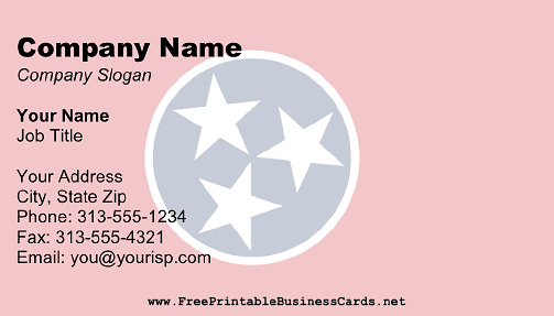 Tennessee Flag business card