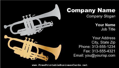 Trumpets on Black business card