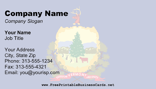 Vermont Flag business card