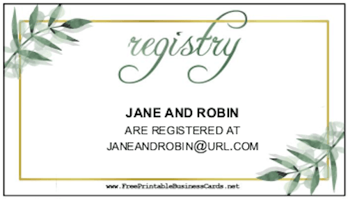 Wedding Registry Insert Card Leaf business card