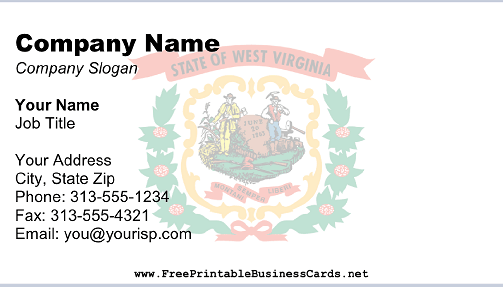 West Virginia Flag business card