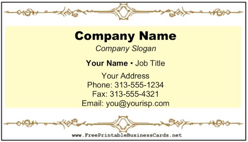 Yellow Filigree business card