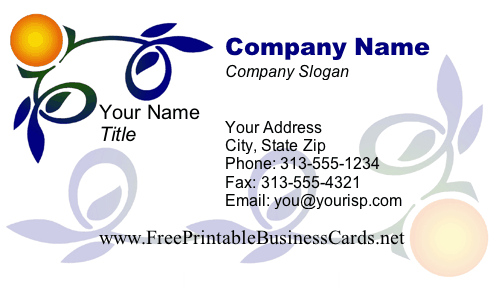 Sun Leaves business card